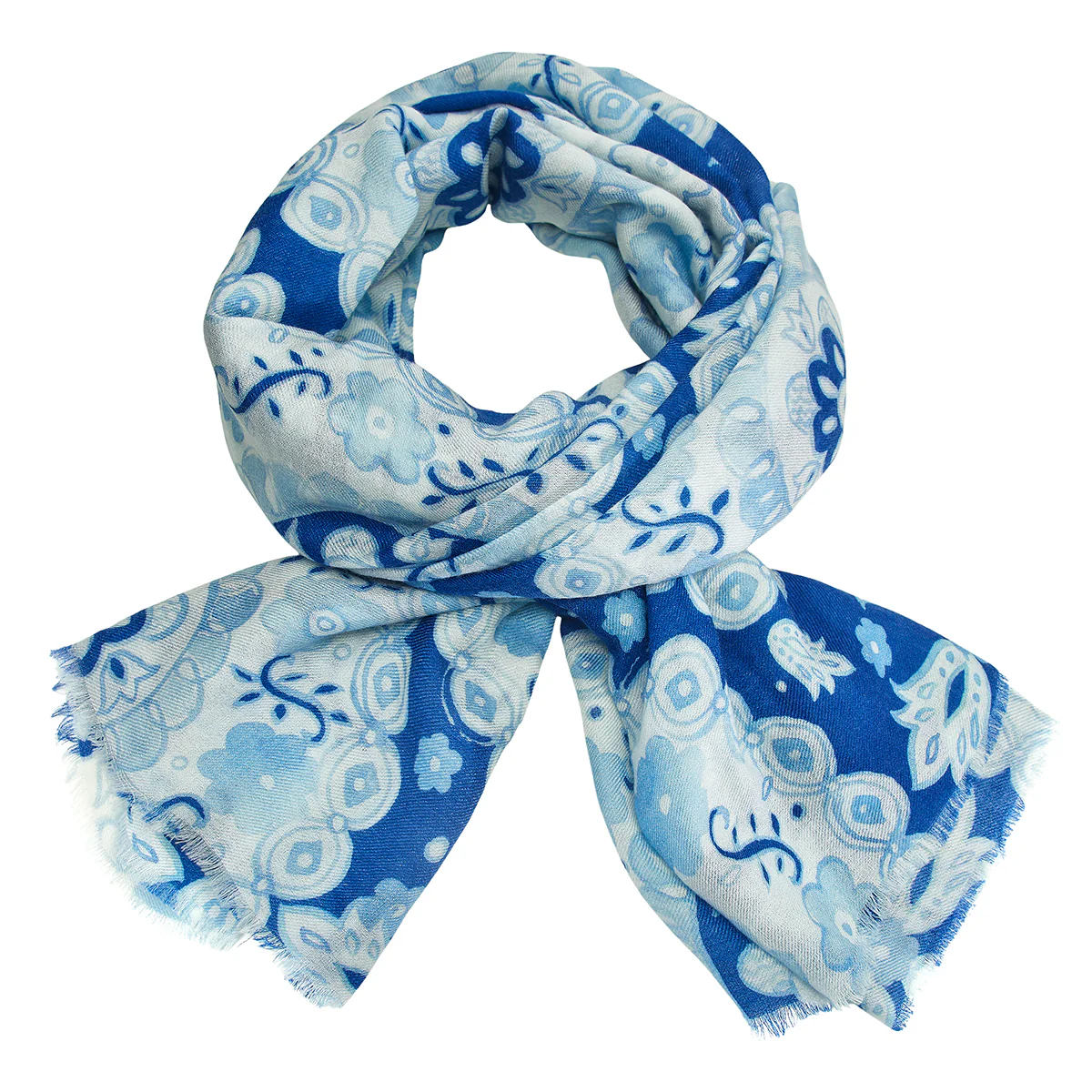 Cerulean Flower Medallion Scarf