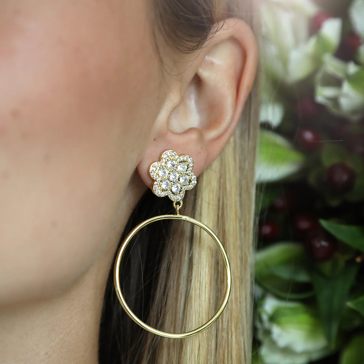 Delphine Pave Hoop - Image 2