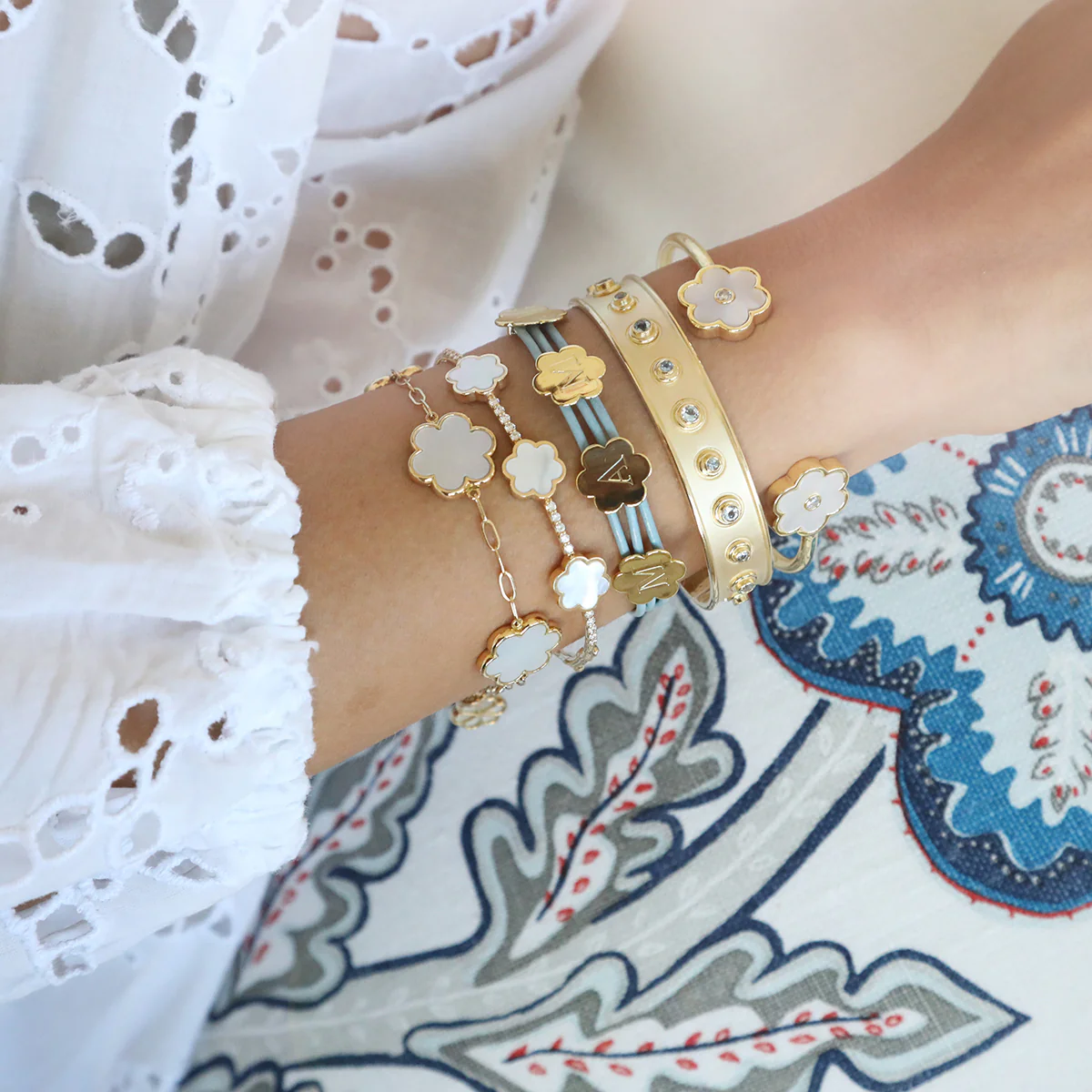 Diamond MOP Flower Bangle - Image 3
