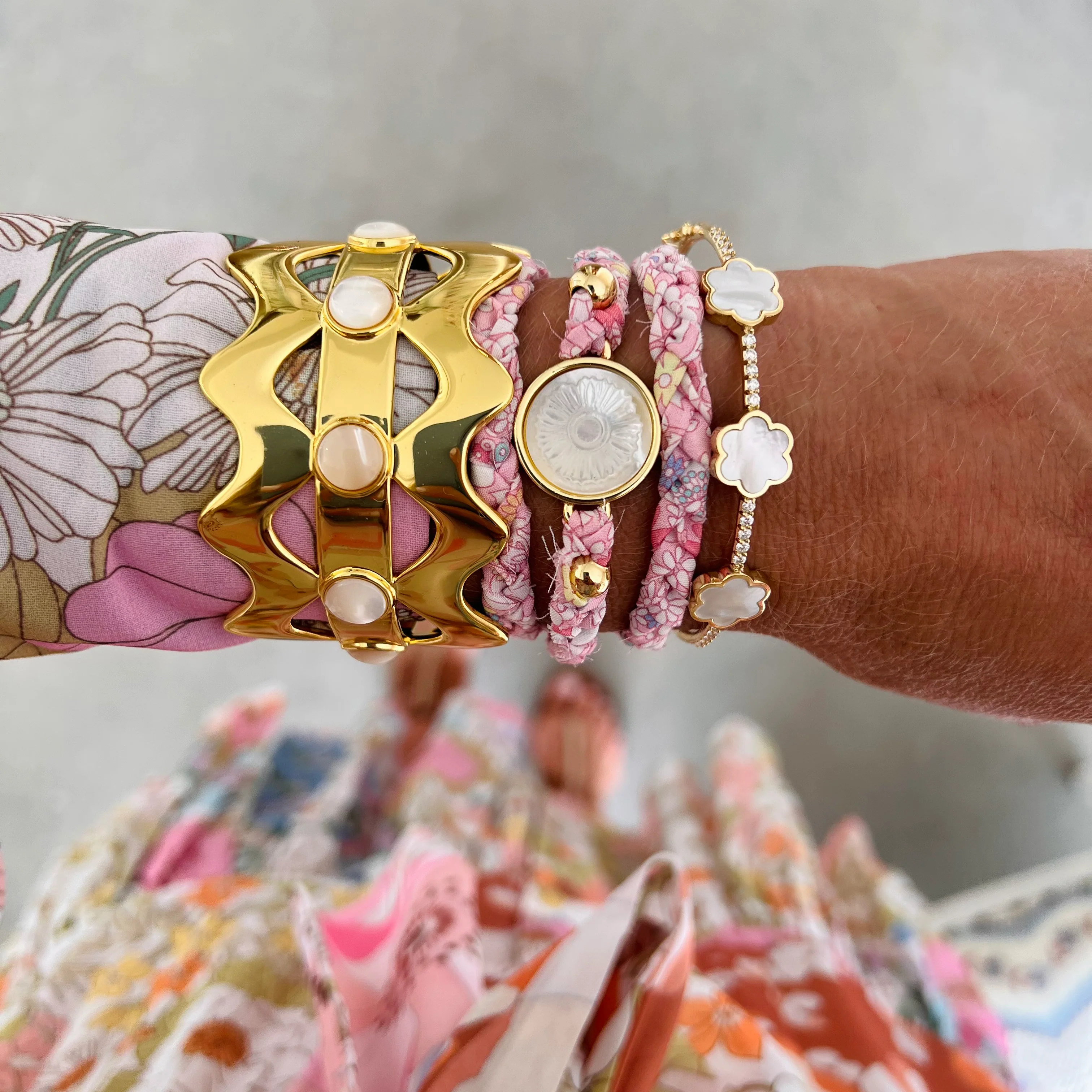 Diamond MOP Flower Bangle - Image 4