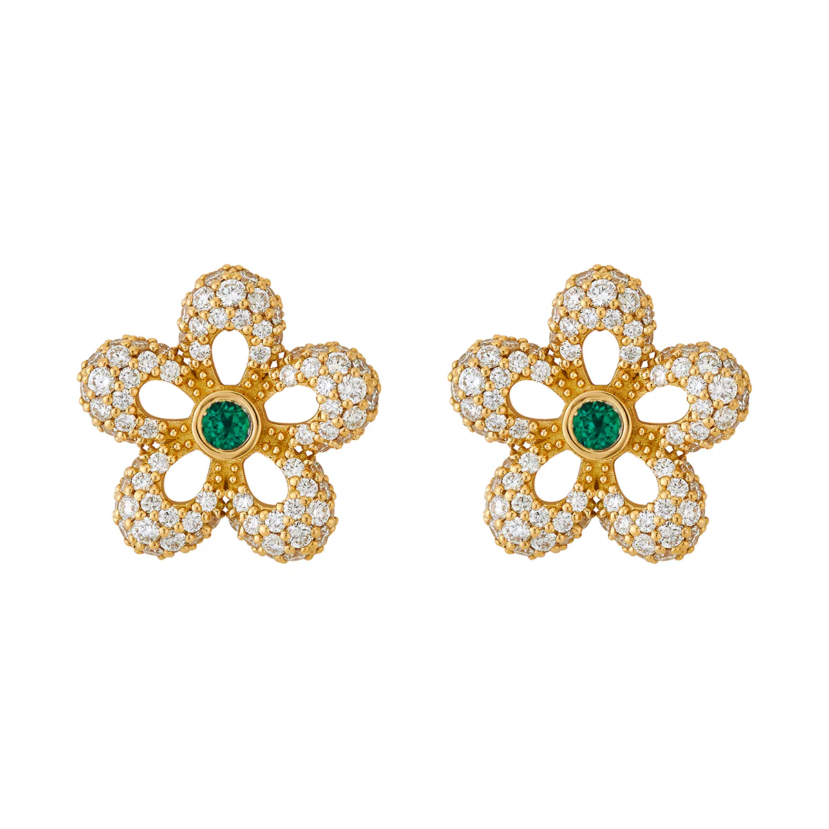 Diamond Gemma Stud - Emerald