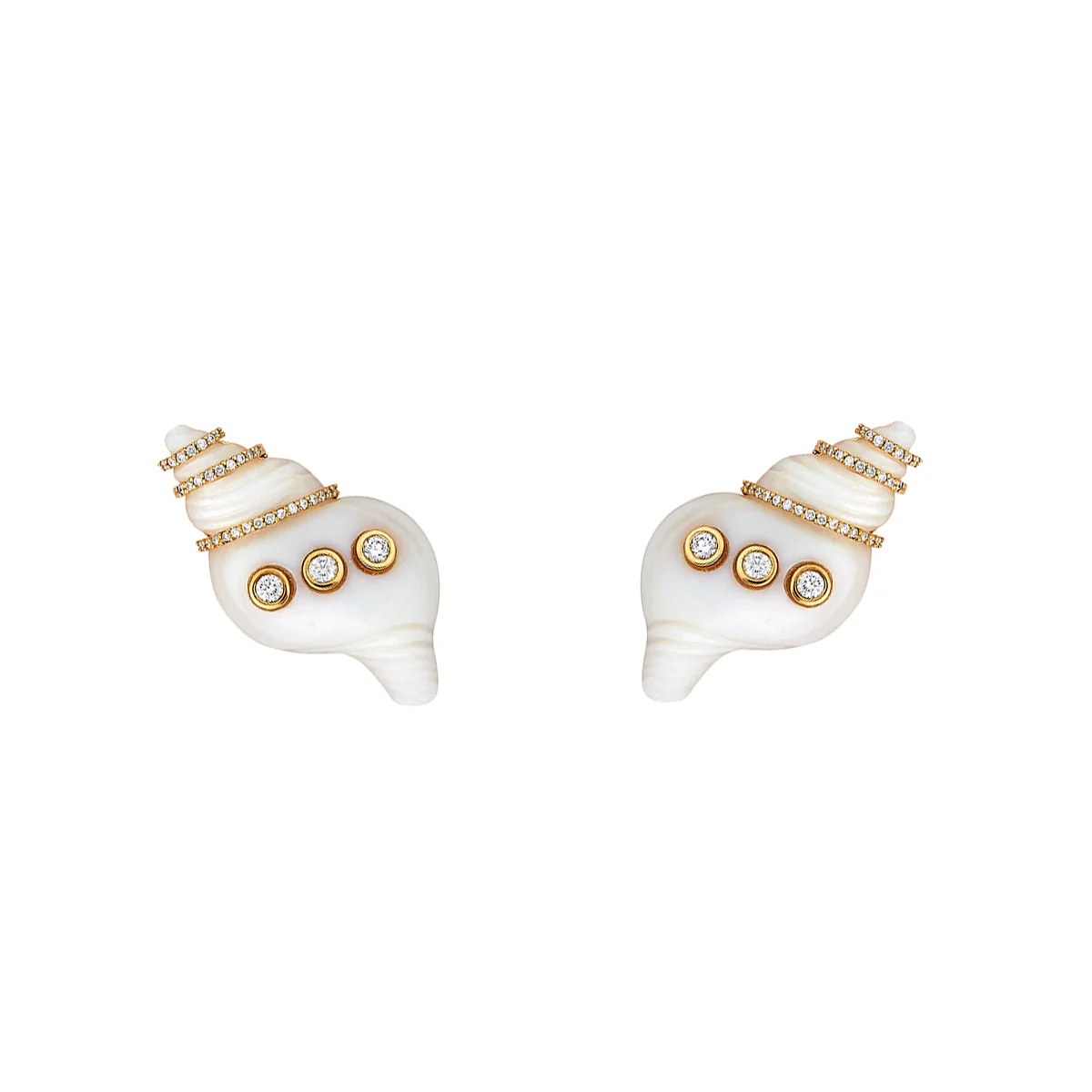 Diamond Seashell Studs