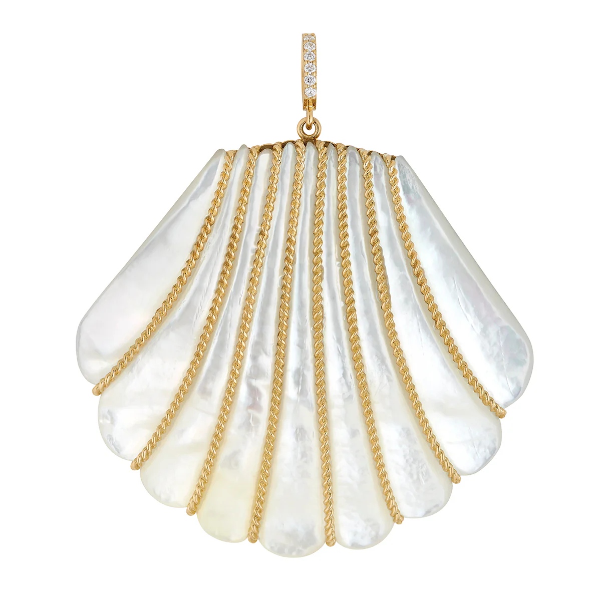 Gold Braided Clam Shell Pendant