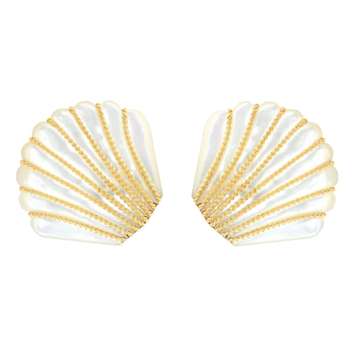 Gold Braided Clam Shell Studs