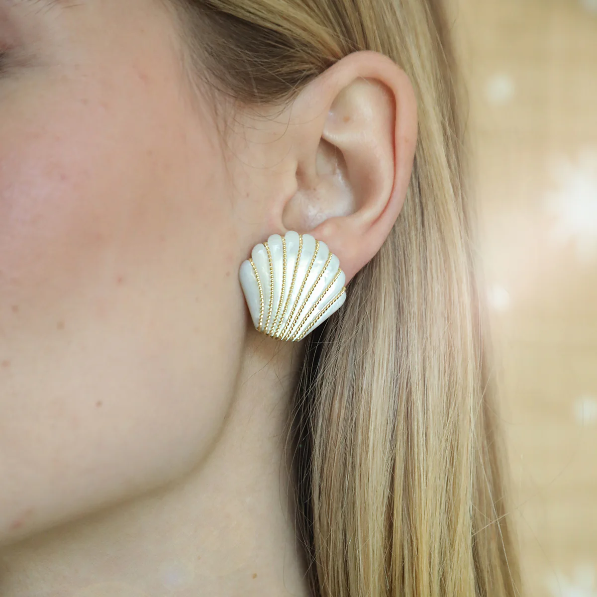 Gold Braided Clam Shell Studs - Image 3