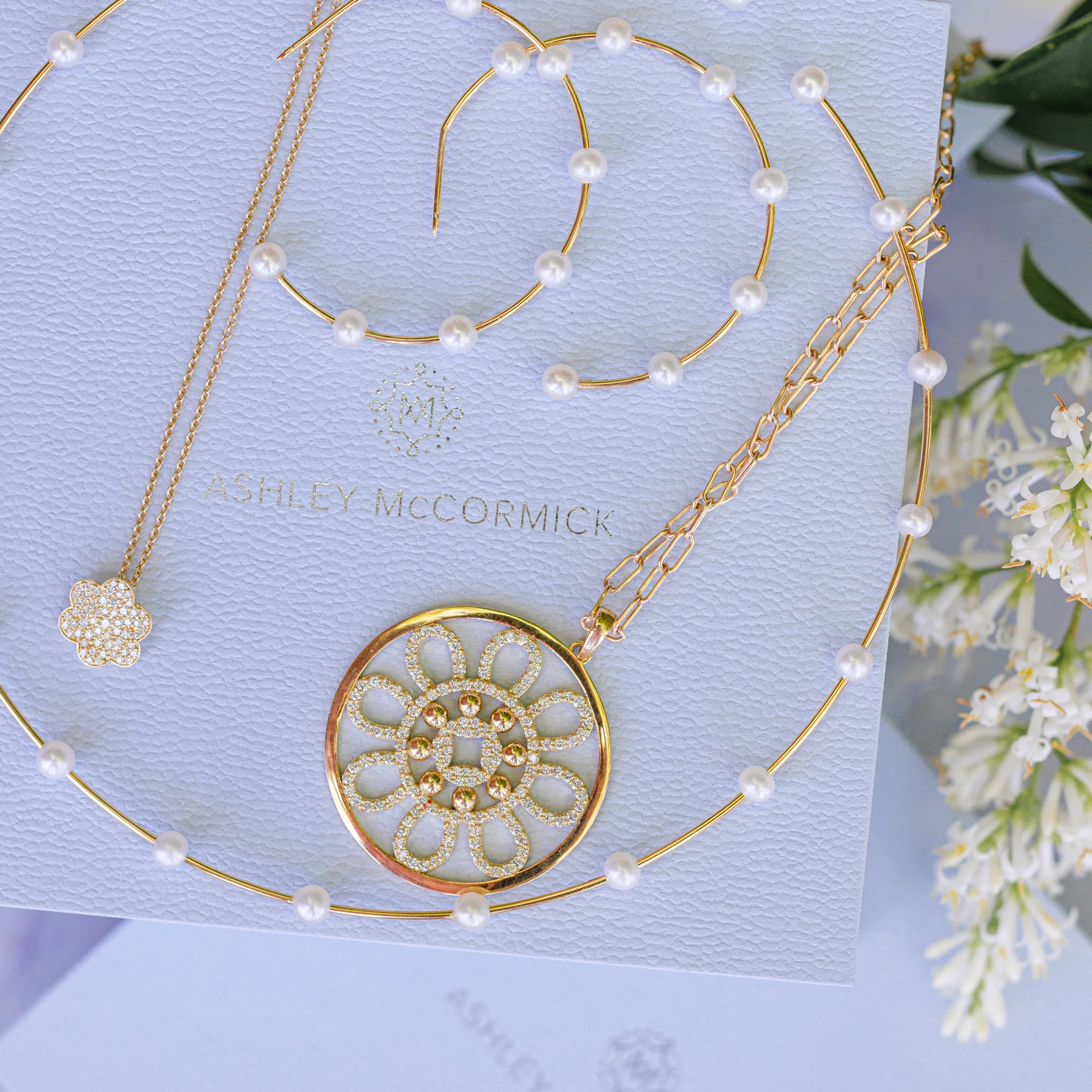 Gold Pearl Hoops Sm - Image 5