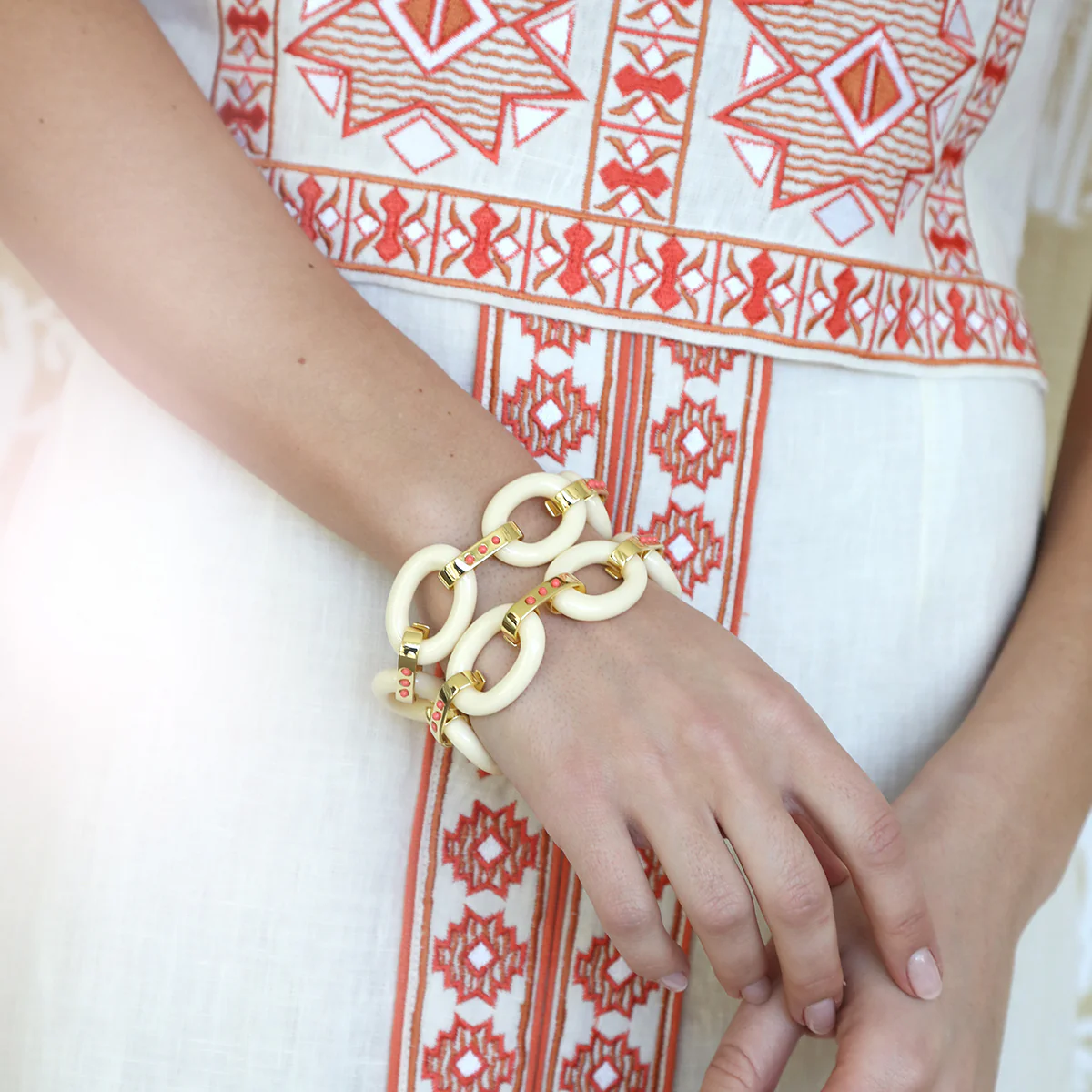 Ivory Link Bracelet - Coral - Image 3