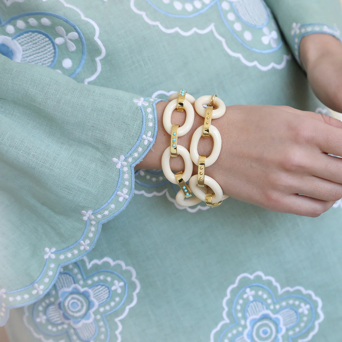 Ivory Link Bracelet - Turquoise - Image 4