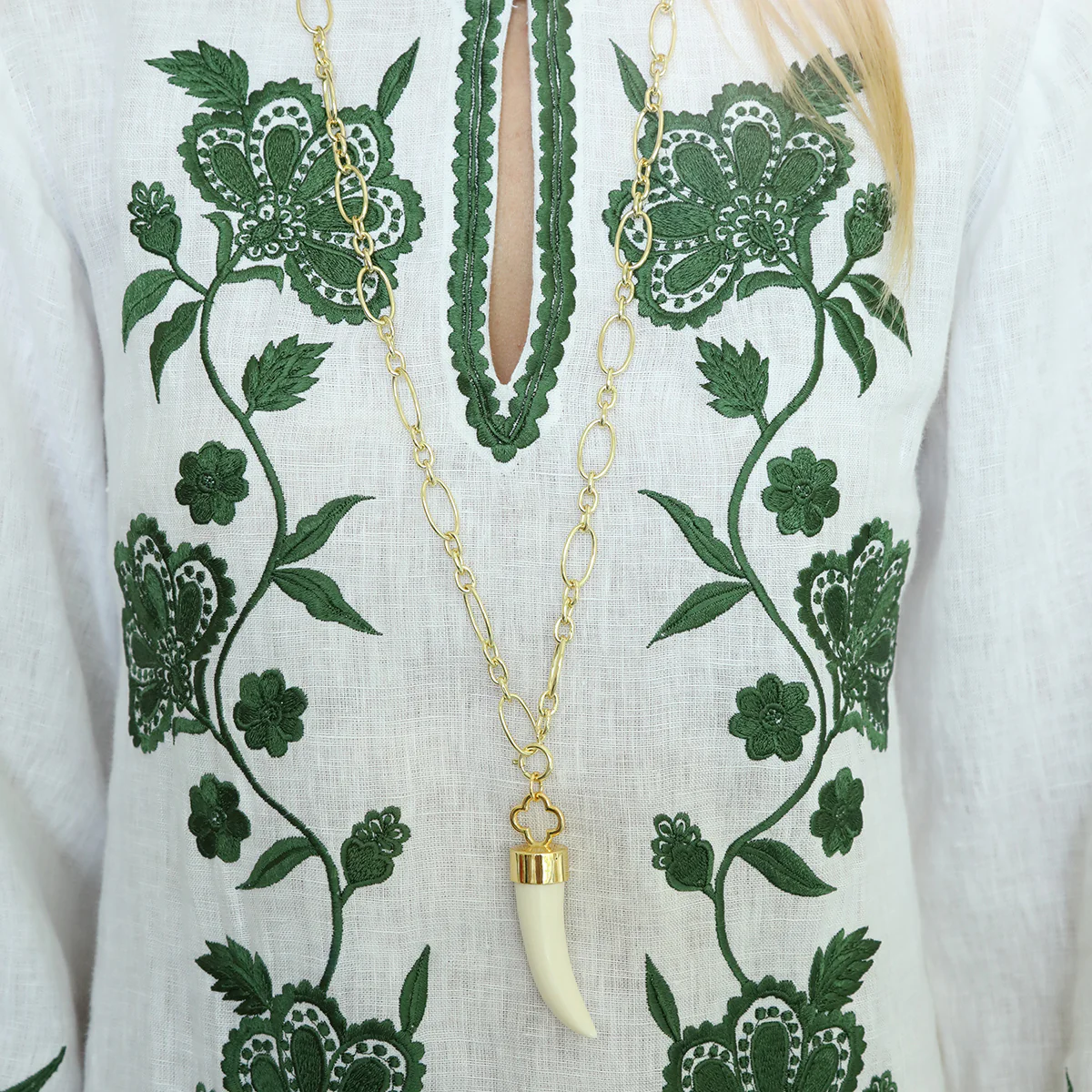Ivory Tusk + Chunky Oval Link Chain - Image 2