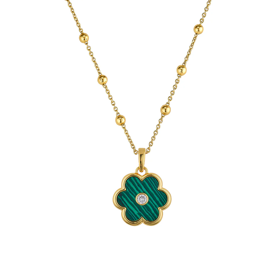 Malachite Petal Charm + Florence Chain