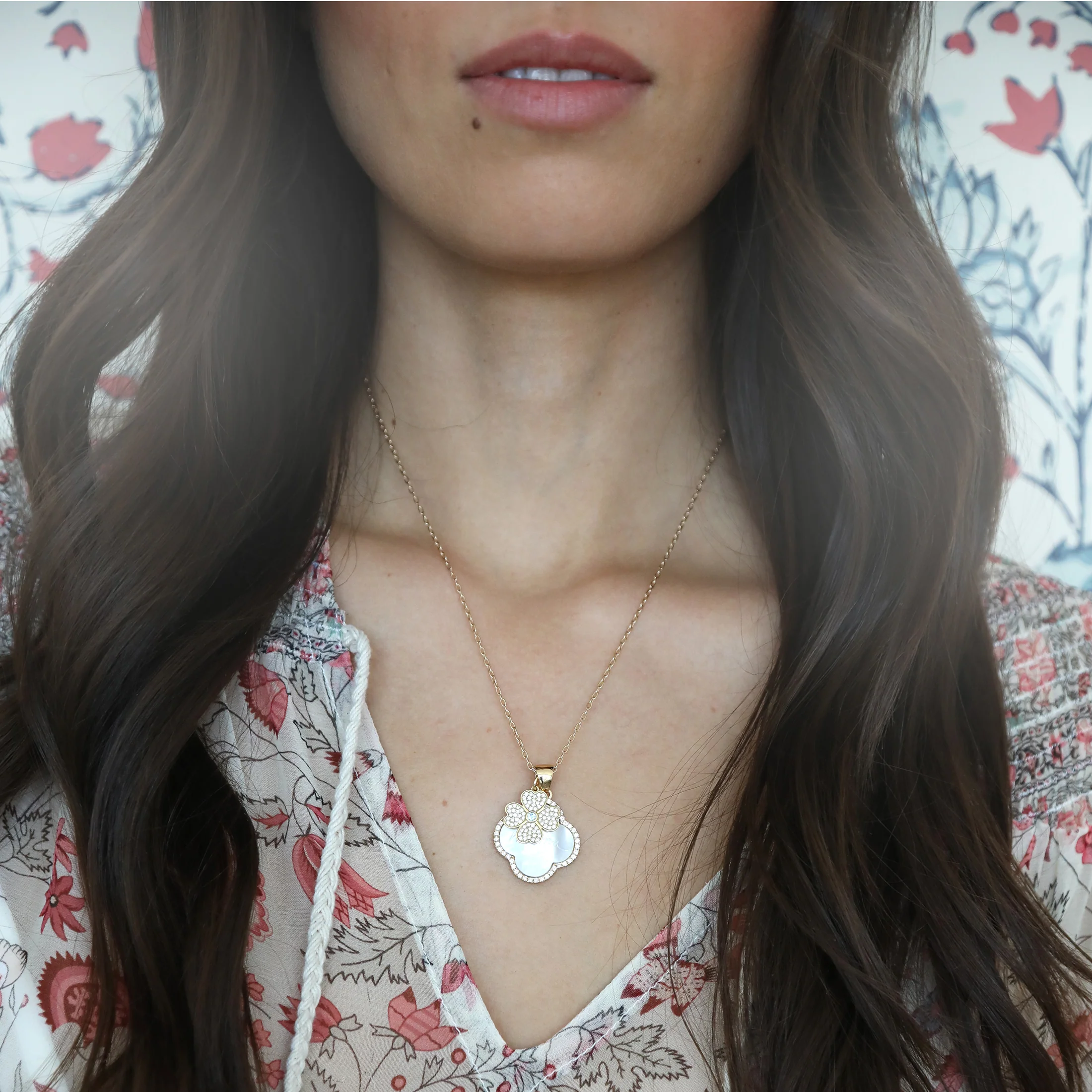 Mini Diamond Heart Clover Charm - Pink - Image 4