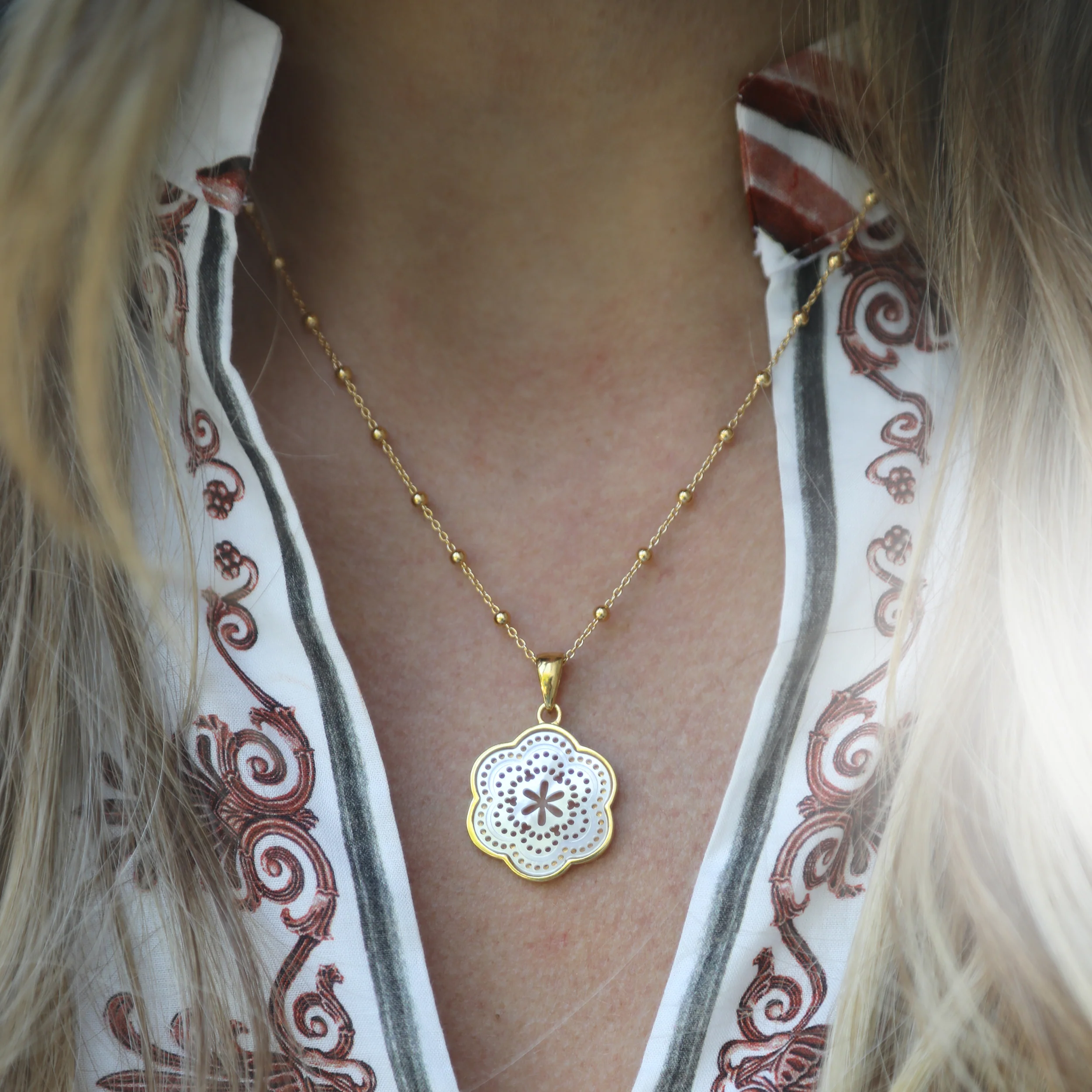 Tamarin Flower Charm + Florence Chain 18" - Image 3