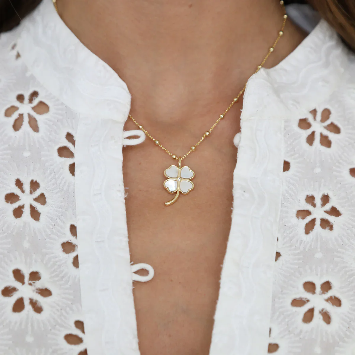 Mini Lucky Clover Charm + Florence Chain - Image 2