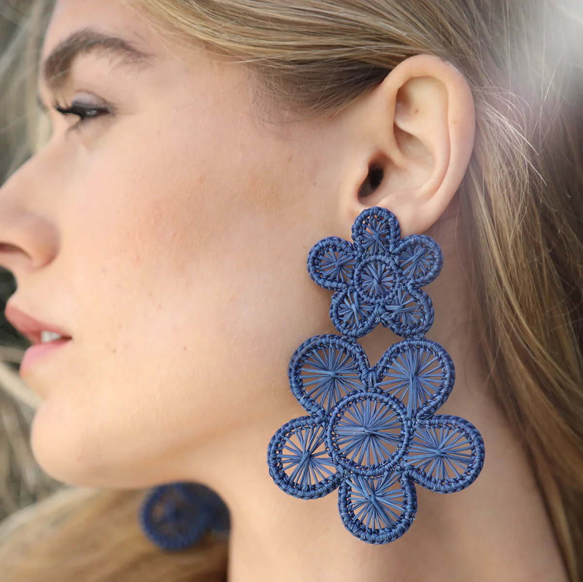 Navy Rattan Bloom Earring - Image 7
