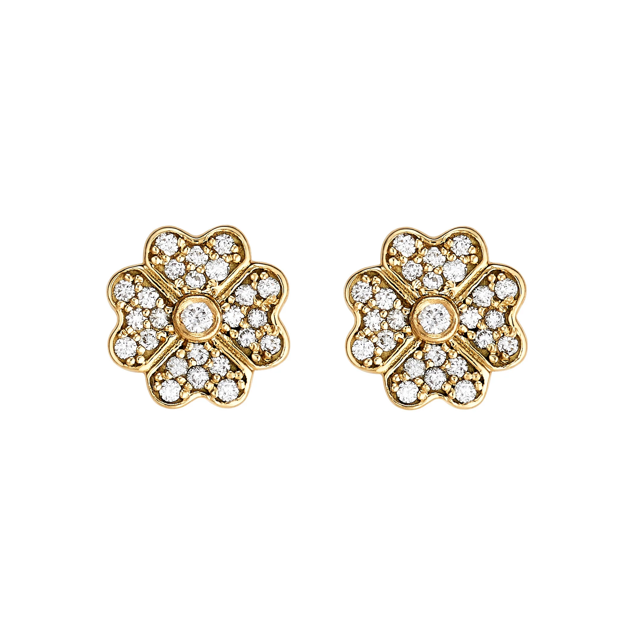 Pave Diamond Clover Stud