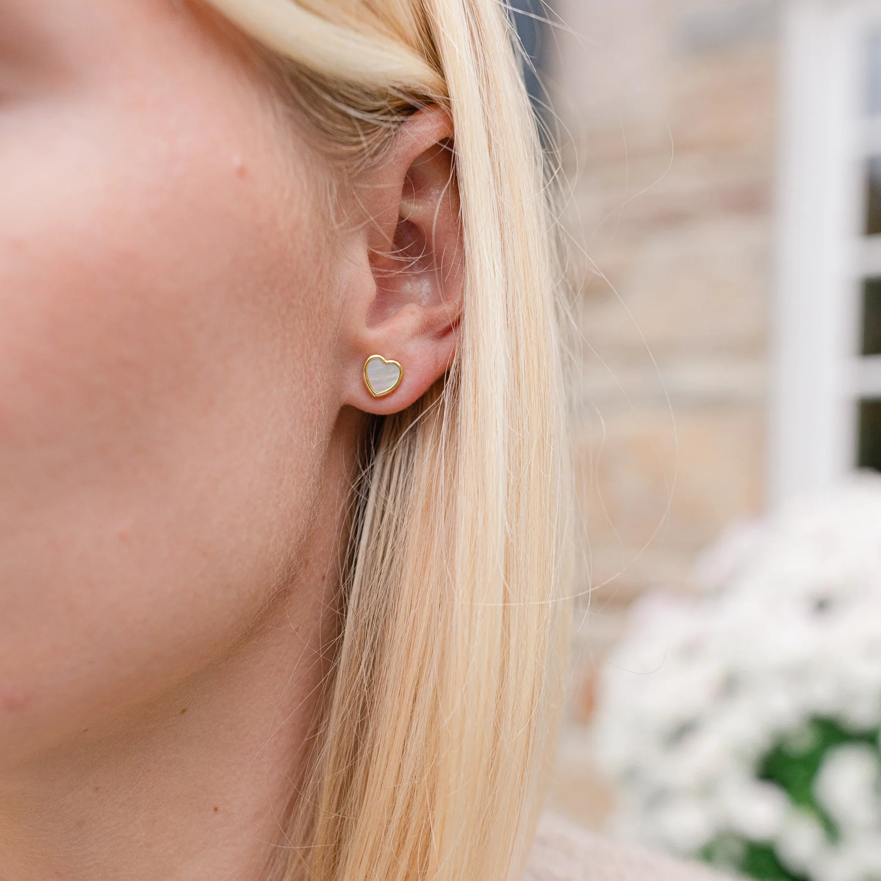 Petite Heart Stud - MOP - Image 5