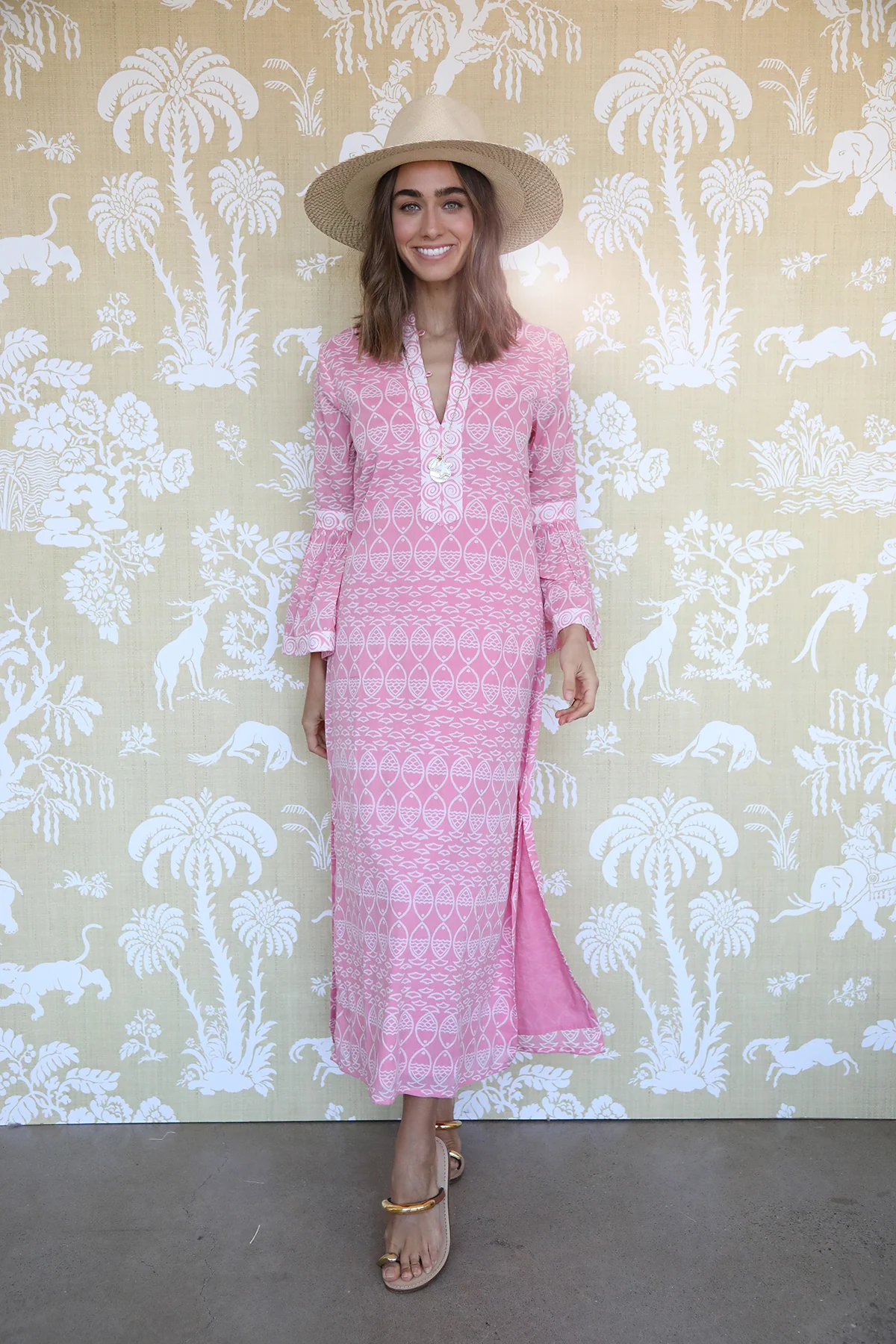 Pink Fernanda Block Print Kaftan