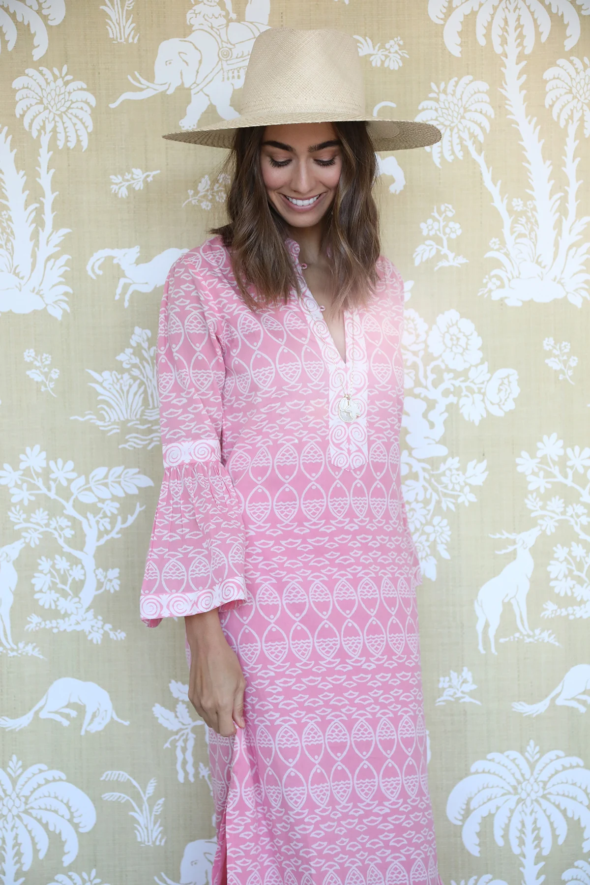 Pink Fernanda Block Print Kaftan - Image 3