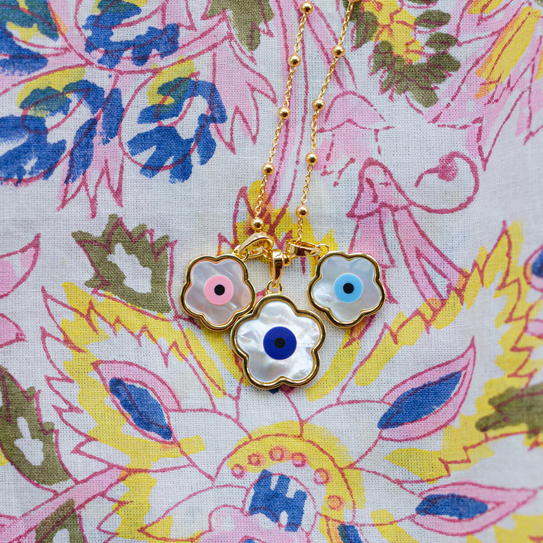 Pink Flower Evil Eye Charm - Image 3