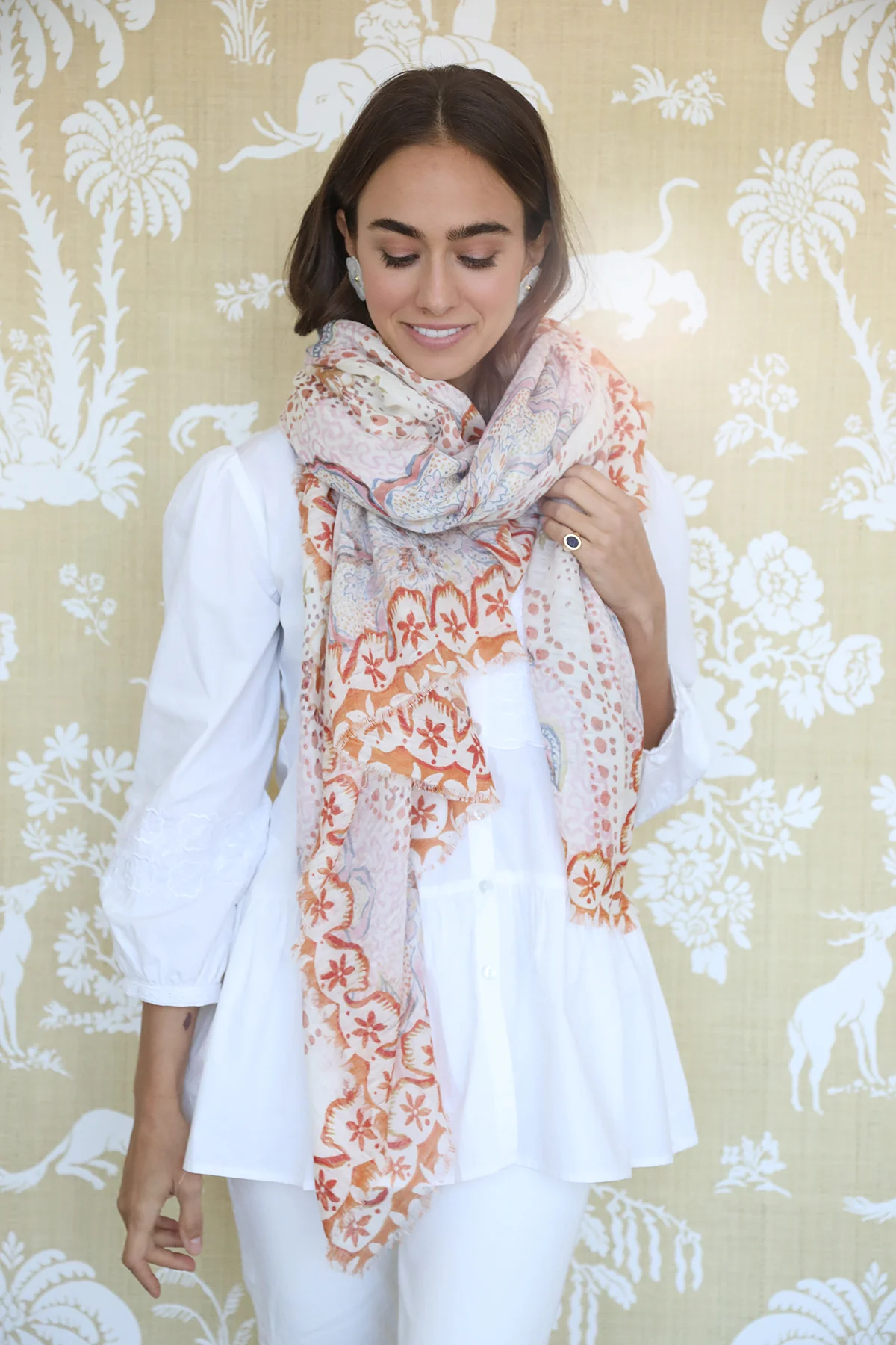 Terracotta Botanica Trellis Scarf - Image 2