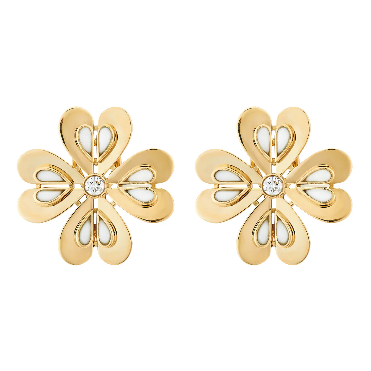 White Agate Jolie Clover Studs